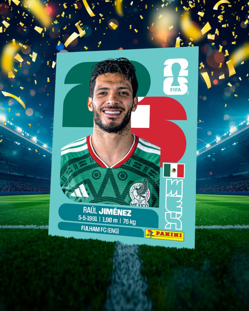 Raúl Jiménez forma parte de las estampas del álbum del Mundial 2026, aunque no está confirmado en la lista de seleccionados / Créditos: Instagram Paninimx